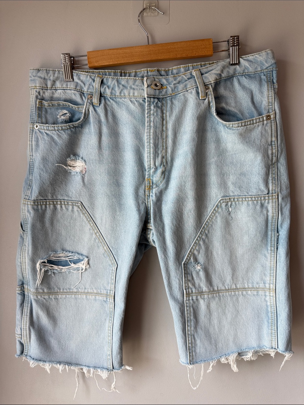 Zara Double Knee Distressed Men’s Denim Shorts